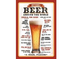 Schatzmix How to Order Beer Around The World Bier bestellen weltweit Metal Sign deko Schild Blech Garten