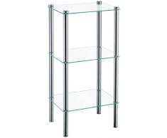 Kela 18100, Regal, 3 Etagen, Metall/Sicherheitsglas, 40 x 30x 76 cm, Lars, Verchromt