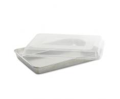 Nordic Ware Kuchenform aus natürlichem Aluminium Backblech mit hohem Rand, mit Deckel 17 x 12 silber