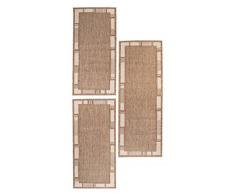 Andiamo 1100482 Louisville Bettumrandung Webteppich Bettvorleger Bordüre Teppichläufer Läuferset Brücke 1x67x180 - 2x67x140 Bettumrandung, Polypropylen, Braun / Beige, 180 x 67 x 1 cm
