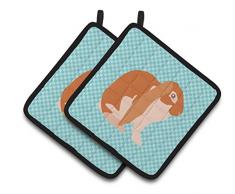 Carolines Treasures BB8098PTHD Common Strauß blau kariert dekorierter Topflappen, 19,1 x 19,1 cm, mehrfarbig Kaninchen - Englischer Lop 7.5HX7.5W blau