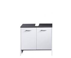 Trendteam Badezimmer Waschbecken Unterschrank Schrank California, 60 x 55 x 28 cm in WeiÃ, Absetzung Rauchsilber mit viel Stauraum