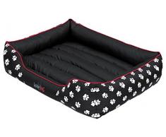 HobbyDog Hundebett Hundekissen Hundesofa Hundekorb Tierbett Verschiedene Größen und Farben Cordura Prestige (XXL - 110 cm x 90 cm x 25cm, 1 - Schwarz - weiße Pfoten)