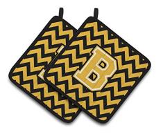 Carolines Treasures CJ1050-APTHD Topflappen, Buchstabe A, Chevron, Schwarz/Gold, 1 Paar Buchstabe B 7.5HX7.5W mehrfarbig