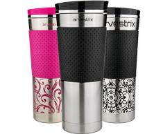 Vakuum-Isolierbecher Thermobecher Thermobecher aus Edelstahl mit einer Hand öffnen zum Trinken, doppelwandig & auslaufsicherer Thermobecher mit 360°-Deckel – 450 ml 8.9x21.1 cm schwarz