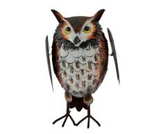 Green Jem Große gehörnte Eule Metall Garten Dekoration Ornament, natur, 23 x 15 x 35 cm