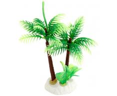 uxcell Kunstpflanze für Aquarien, Kokosnussbaum, Keramiksockel, Kunststoff
