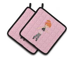 Caroline s Treasures Ballerina Red Head releve Paar Topflappen, 7.5hx7.5 W, multicolor