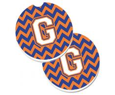 Caroline s Treasures Buchstabe G Chevron blau & orange # 3 Set von 2 Tasse Halterung Auto Untersetzer cj1060-gcarc, 2,56, multicolor