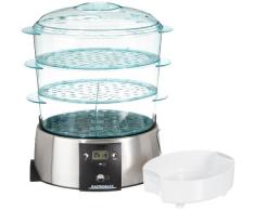 Gastroback 42510 Design Dampfgarer, LCD-Display, 650 Watt, inklusive 3 durchsichtigen Garbehältern (je 3 l Volumen), Warmhaltefunktion, 9 liters, Edelstahl, Transparent