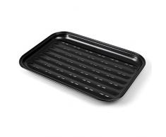 Rustler Grillschale rechteckig aus Karbonstahl mit ILAG Antihaftbeschichtung, Grillpfanne für Gemüse, Fisch und Meeresfrüchte geeignet, 34,7 x 24,5 x 2,2 cm, Grillkorb in schwarz