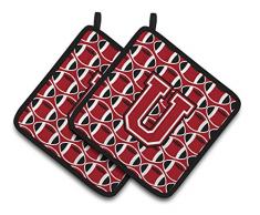 Caroline s Treasures Buchstabe U Fußball rot, schwarz & weiß Paar Topflappen cj1073-upthd, 7.5hx7.5 W, multicolor