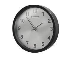 Bresser Wanduhr MyTime Silver Edition mit Edelstahlrahmen, zeitlosem Design, manueller Zeiteinstellung, geräuschlosem Quarzuhrwerk ohne Tick-Tack und Aufhängevorrichtung, schwarz