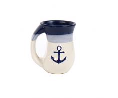 DEI 20499 Natural Glaze Anchor Cozy Hand Becher, keramik, blau