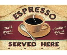 Schatzmix Espresso Served Here Dark Roast Arabica Beans Kaffee Metal Sign deko Sign Garten Blech