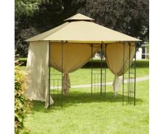 greemotion Pavillon Genf beige, Partyzelt inkl. vier Seitenwände, Gartenpavillon mit wasserabweisendem Dachbezug aus Polyester (180g/m²) mit PA Beschichtung, Maße ca. 300 x 300 x 280 cm