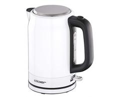 Cloer 4521 Wasserkocher Edelstahl / 2200 W/Wasserstandsanzeige/Trockengeh-und Überhitzungsschutz / 1,7 Liter, Weiß