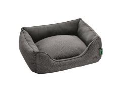 HUNTER BOSTON COZY Hundesofa, Hundebett, Wendekissen, kuschelig, weich, mit Plüsch, M, grau
