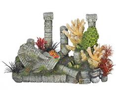 Nobby Aqua Ornaments SÄULEN MIT PHARAO UND KORALLEN mit Pflanzen 24,0 x 11,5 x 16,0 cm