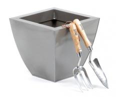 Portofino Collection Pflanzsäule verzinkt Stahl geschwungene konisch Blumentopf, quadratisch, Graphit grau, 30 x 30 x 29 cm