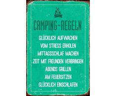 Schatzmix Camping Regeln zelten Glamping Rules Metal Sign deko Schild Blech Garten