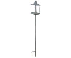 Esschert Design Grey Metal Futterhaus auf Stab, aus dem Material „Metall“, 21,4 x 21,4 x 147,0 cm