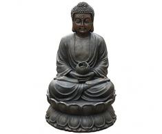 Dehner Gartenbrunnen Buddha mit LED Beleuchtung, ca. 80.5 x 49.5 x 49.5 cm, Polyresin, braun/kupfer