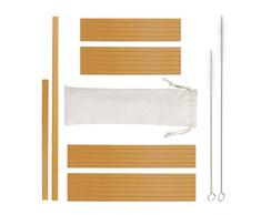 Relaxdays Bambus Strohhalme 24er Set, wiederverwendbar, mit Reinigungsbürste, Mehrweg Trinkröhrchen 13 cm & 22 cm, natur