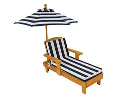 KidKraft Liegestuhl Holzliege mit Sonnenschirm - Gartenmöbel für Kinder, Sanmu Holz, Honigfarben