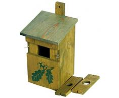 dobar 22157e Dekorativer Nistkasten für Vögel, aus Holz (Kiefer, Massivholz), für Garten, Balkon, 3 variable Einfluglöcher, Motiv Eiche - Nisthilfe Vogelhaus