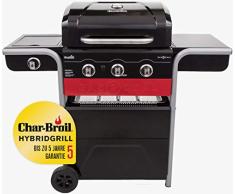 Char-Broil Gas2Coal® 330 Hybrid Grill - 3 Brenner Gas & Kohlegrill mit Seitenbrenner, Schwarz.
