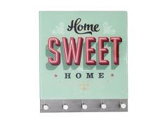 Wenko 50401100 Hakenleiste Home Sweet Home - 5 Haken, magnetisch, Gehärtetes Glas, 34 x 30 cm, mehrfarbig