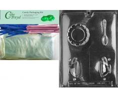 Cybrtrayd D078 Teetasse Schokoladenform mit exklusiver Cybrtrayd urheberrechtlich geschützter Schokoladenform + 50 Beutel/Buch/Bindedrähte farblos