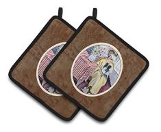 Caroline s Treasures Lady mit ihr Papillon Paar Topflappen 7069pthd, 7.5hx7.5 W, multicolor