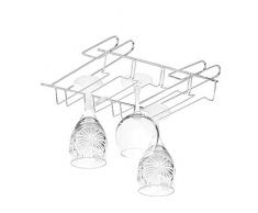 Relaxdays Weinglashalter, Schrankeinsatz für 12 Stielgläser, Bar & Küche, Gläserschiene Metall, 8,5x34,5x26cm, silber