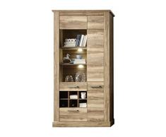 trendteam Wohnzimmer Vitrine Regal Standregal Montreal, 106 x 210 x 42 cm in Nussbaum Satin Dekor ohne Beleuchtung