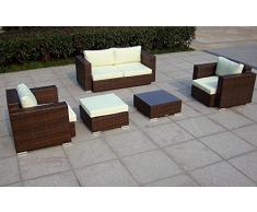 Baidani Garten Lounge Garnitur Flachrattan, Sun Dream Select, braun/ecru, 160 x 85 x 93 cm, 13b00012.94002