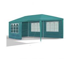 JOM Gartenpavillon 3 x 6 m, Petrol-grün, Pavillon, Pavillion, Partyzelt, Festzelt, Gartenzelt, mit 6 Seitenwänden 110G PE