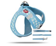 Curli Vest Geschirr Air-Mesh + Basic Leine, Skyblue-Circles