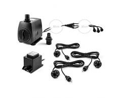 CLGarden Springbrunnen Pumpe SP3 Springbrunnenpumpe mit 3X LED Ring Beleuchtung