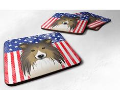 Caroline s Treasures bb2172fc American Flagge und Sheltie Schaumstoff Untersetzer (Set von 4), 8,9 cm Multicolor