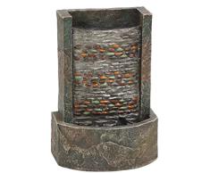 Dehner Zimmerbrunnen Girona mit Halogenbeleuchtung, ca. 25 x 17 x 11.8 cm, Polyresin, grau 