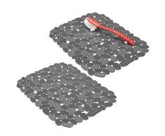 mDesign 2er-Set Spülbeckeneinlage zum Zuschneiden – praktische Spülbeckenmatte aus PVC für die Küche – Spülbecken Schutzmatte für Geschirr und Becken – Kieselsteinmuster in dunkelgrau