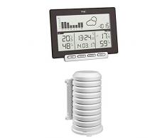 TFA Dostmann Meteo Sens Funk-Wetterstation, mit Thermo-Hygroaußensender, Wettervorhersage, schwarz + Schutzhülle für Sender Artikel, 98.1114.02, leicht zu montieren, weiß