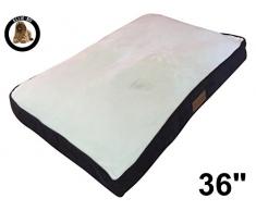 Ellie-Bo Große 87 cms x 57 cms Hundebett braun Cord Seiten und Creme Kunstfell Topping passen Käfig 91,4 cm Große Hunde oder Box