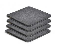 Gartenfreude Home 4er Set Sitzkissen Filz zum Wenden, 35 x 35 cm, dunkelgrau / hellgrau