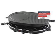 Emerio Raclettegrill, PREIS-/LEISTUNGSSIEGER ETM 12/2016, 8 Pfannen, 1 Grillplatte, antihaftbeschichtet, 1200 Watt