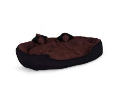 dibea 4-in-1 Hundebett, Hundekissen, Hundekörbchen mit Wendekissen, schwarz/braun, Größe L