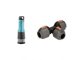 GARDENA Comfort Tauch-Druckpumpe 6000/5 automatic: Tauchpumpe mit 6.000 l/h Fördermenge & Sprinklersystem T-Stück: Rohrverbinder, 25 mm, kompatibel mit GARDENA Verlegerohre 25 mm,