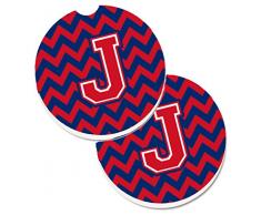 Caroline s Treasures Buchstabe J Chevron Yale Blau & Crimson Set von 2 Tasse Halterung Auto Untersetzer cj1054-jcarc, 2,56, multicolor